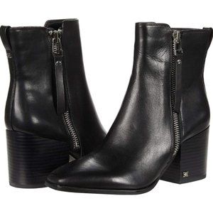 Sam Edelman Carlysle Lea Leather Ankle Boots Black